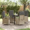 Image de vidaXL Vidaxl Ensemble De Dîner De Jardin 5 Pièces Avec Coussins Beige Poly Rattan
