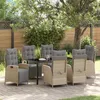 Image de vidaXL Vidaxl Ensemble De 7 Pièces De Salle À Manger De Jardin Beige Rattan Poly