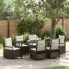 Image de vidaXL Set de 7 piÃ¨ces de salle Ã  manger de jardin marron en rotin synthÃ©tique