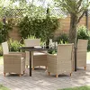 Image de vidaXL Set de dÃ®ner de jardin 5 piÃ¨ces avec coussins Beige Rotin Poly
