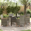 Image de Vidaxl Ensemble De Salle Ã Manger De Jardin 5 PiÃ¨ces Avec Coussins Gris Poly Rattan