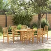 Image de Set De Salle Ã Manger Jardin Vidaxl 7 PiÃ¨ces En Bois Massif Teck, Chaise De Jardin Empilable Vidaxl 2 Pcs En Bois Massif Teck, Chaise De Jardin Empilable Vidaxl 4 Pcs En Bois Massif Teck