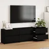 Image de vidaXL Meuble TV Noir 182 x 34 x 50 cm Bois d'ingÃ©nierie