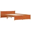Image de vidaXL Cadre de lit Marron cire 135 x 190 cm Bois massif en pin