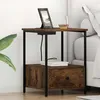 Image de Vidaxl Table De Nuit Avec Station De Chargement 2 Pcs ChÃªne FumÃ©