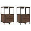 Image de vidaXL Table de nuit avec station de chargement 2 pcs ChÃªne marron