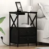 Image de vidaXL Table de nuit avec station de chargement 2 pcs ChÃªne noir