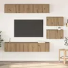 Image de Vidaxl Ensemble De Meubles Tv Avec ÃtagÃ¨re Montage Mural Autre Avec Stockage Avec Porte 6 Pcs ChÃªne Artisanal