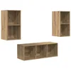 Image de Vidaxl Ensemble De Meubles Tv 3 Pcs ChÃªne Artisanal 37 X 37 X 107 Cm