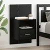 Image de vidaXL Armoire de lit avec tiroir 2 pcs ChÃªne noir 48,5 x 32,5 x 80 cm