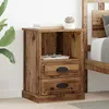 Image de Vidaxl Cabinet De Chevet Avec Tiroir 2 Pcs Bois Ancien 43 X 36 X 60 Cm