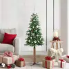 Image de vidaXL Vidaxl Sapin De Noël Mince Vert 150 Cm Pvc Et Bois De Pin Massif