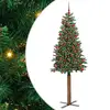 Image de vidaXL Vidaxl Sapin De Noël Mince Vert 180 Cm Pvc Et Bois De Pin Massif