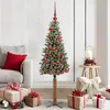 Image de vidaXL Sapin de NoÃ«l mince avec 150 LED Vert et blanc 150 cm