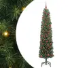 Image de vidaXL Vidaxl Sapin De Noël Mince Avec 300 Led Vert 180 Cm Plastique Et Métal