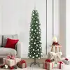 Image de vidaXL Vidaxl Sapin De Noël Mince Avec 300 Led Vert 180 Cm Plastique Et Métal