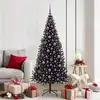 Image de vidaXL Vidaxl Sapin De Noël Avec 300 Led Avec Support Noir 180 Cm Pvc