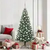 Image de vidaXL vidaXL Sapin de Noël artificiel pré-éclairé Vert 180 cm PVC et métal