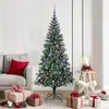 Image de vidaXL Sapin de NoÃ«l artificiel prÃ©-Ã©clairÃ© Vert 180 cm PVC et mÃ©tal