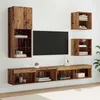 Image de UnitÃ©s murales TV avec LED 5 pcs Bois Ancien Bois d'ingÃ©nierie