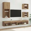 Image de UnitÃ©s murales TV avec LED 5 pcs ChÃªne artisanal Bois d'ingÃ©nierie