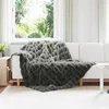 Image de vidaXL Couverture en Fourrure de Lapin SynthÃ©tique Gris foncÃ©