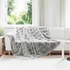 Image de vidaXL Couverture en Fourrure de Lapin SynthÃ©tique 4 pcs Gris