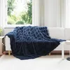 Image de vidaXL Couverture en Fourrure de Lapin SynthÃ©tique Bleu Marine
