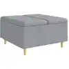 Image de vidaXL vidaXL Tabouret bouton avec coussin Gris clair 80 x 80 x 45 cm tissu