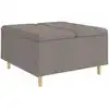 Image de vidaXL vidaXL Tabouret bouton avec coussin Taupe 80 x 80 x 45 cm tissu