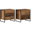 Image de vidaXL Table de chevet avec tiroir 2 pcs Bois Ancien 50 x 39,5 x 50 cm