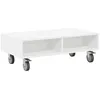 Image de vidaXL Table d'appoint avec roues Blanc 90 x 50 x 30 cm