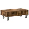 Image de vidaXL Table d'appoint avec roues ChÃªne fumÃ© 90 x 50 x 30 cm