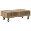 Image de vidaXL Table d'appoint avec roues ChÃªne artisanal 90 x 50 x 30 cm