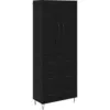 Image de vidaXL Haut Armoire ChÃªne noir 69,5 x 34 x 180 cm Bois d'ingÃ©nierie