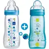 Image de Biberon Mam Lot de 2 biberons 2ème âge 330 ml Cirque Bleu Débit X