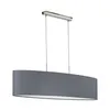 Image de Suspension en tissu PASTERI 2 ampoules nickel satiné abat jour gris