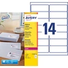 Image de Avery L7163, Adresetiketten, Laser, Ultragrip, wit, 40 vellen, 14 per vel, 99,1 x 38,1 mm