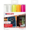 Image de Edding krijtmarker e-4090 schuine punt etui van 5 stuks: 2 x wit, 1 x geel, 1 x oranje en 1 x roze