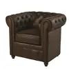 Image de Fauteuil capitonné en suédine marron