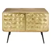 Image de Buffet 2 portes en bois de manguier et acier effet doré, L117 cm