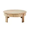 Image de Table basse ronde en manguier massif sculpté D90