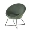 Image de Groene fluwelen fauteuil met zwarte staalen pootjes