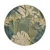 Image de Rond geweven jacquard tapijt met groene plantenprint D200