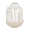 Image de Witte vaas van gres met beige strepen H12