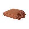 Image de Plaid en coton recyclé terracotta avec pompons 160x210