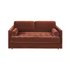 Image de Canapé convertible 2/3 places en velours terracotta, matelas 18 cm