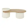 Image de Table basse blanche et plateau en bois de manguier L125