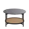 Image de Ronde salontafel van gehard glas met marmerlook en zwart metaal D75