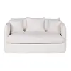 Image de Canapé convertible 2 places en tissu blanc effet lin, matelas 10 cm